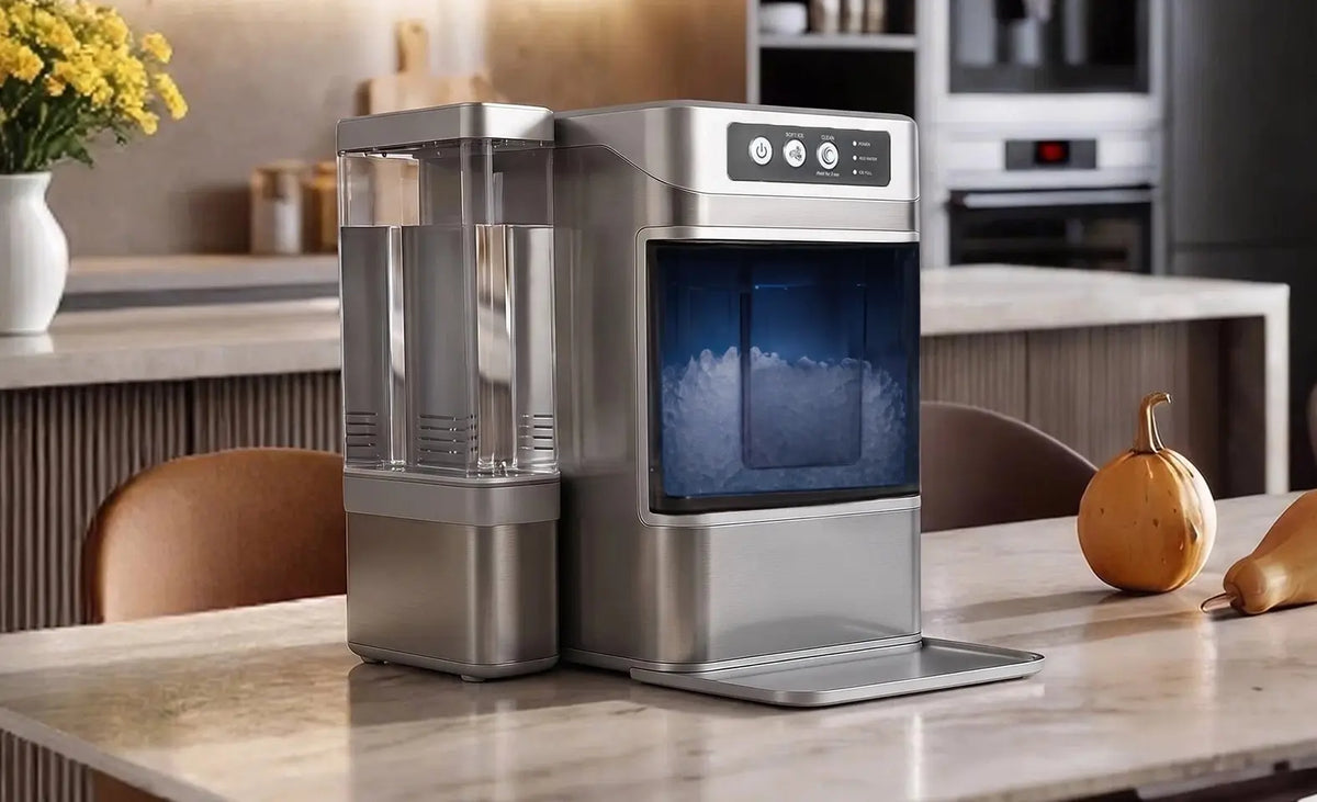 The Ultimate Light, Airy and Effortlessly Chewable Nugget Ice Maker: Rapid 10-Min Yield for Everyday Drink Perfection.